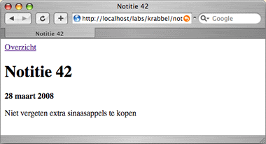 Screenshot van de notitie webpagina